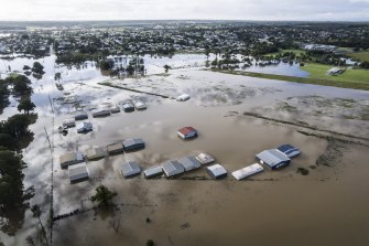 Heavy flooding along the Clarence River impacts South Grafton on Tuesday.
