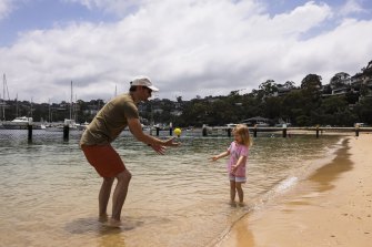 Quality water time: Terry and daughter Ivy, 3, at Clontarf Baths.