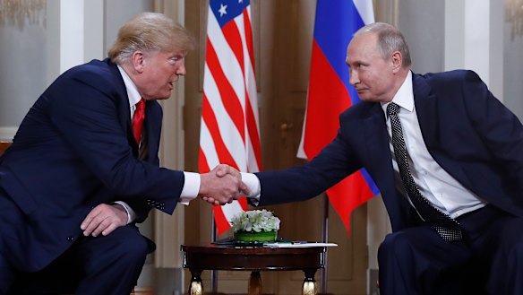 US President Donald Trump and Russian President Vladimir Putin meeting in 2018.