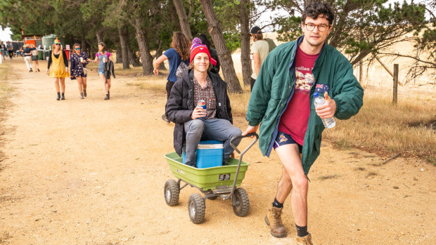 Punters make the trek from the campground to the Supernatural Ampitheatre.