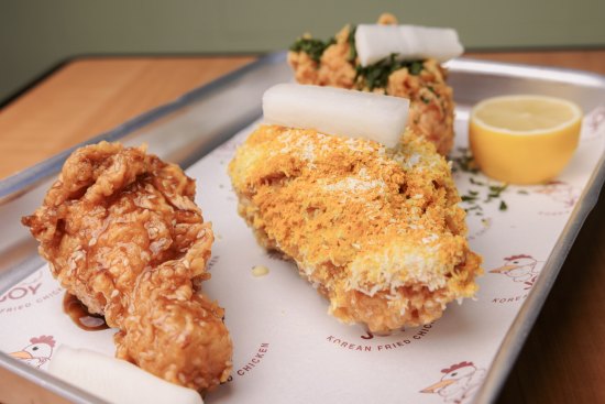 The sweet & spicy chicken at Joy Korean Fried Chicken.
