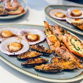 The menu included spicy stuffed baked mussels, grilled garlic king prawns and ginger and soy scallops.