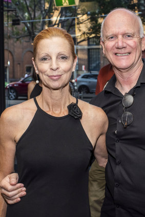 Heather Mitchell and her husband Martin McGrath arrive at an STC opening in 2019.