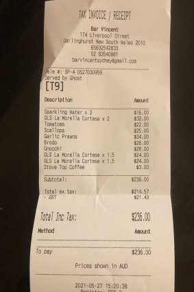 The lunch bill.