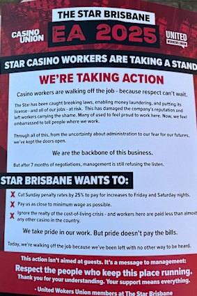 The flyer handed out at the strike on Friday. 