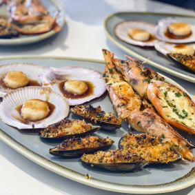 The menu included spicy stuffed baked mussels, grilled garlic king prawns and ginger and soy scallops.