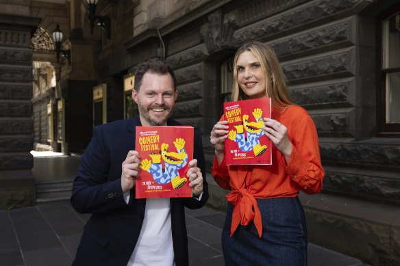 Dylan Cole, Melbourne International Comedy Festival Executive Director, and Louise Compagnone, Director of AI at Datacom. Datacom is partnering with the Melbourne International Comedy Festival to introduce a new AI technology, which will allow festival goers to get tailored recommendations based on their interests and availability.

Photograph by Paul Jeffers
The Age BUSINESS
11 Mar 2025