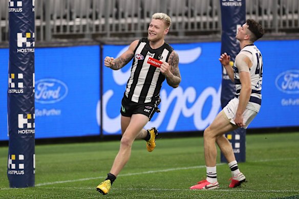 Jordan De Goey kicked five goals in his last outing.