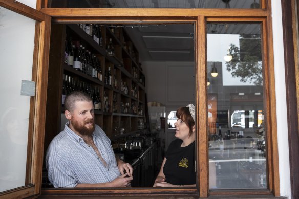 Sunshine Inn co-owner Daniel McBride and chef Emma Evans prepare for reopening on Tuesday. 