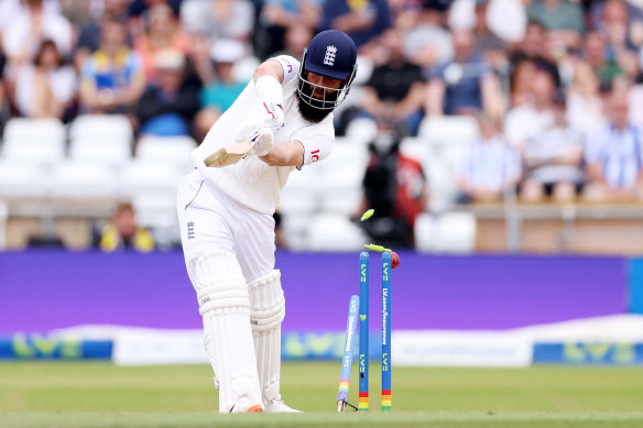 Moeen Ali was promoted to number three in England’s batting order for the fourth innings at Headingley, but his stay at the crease was short-lived.