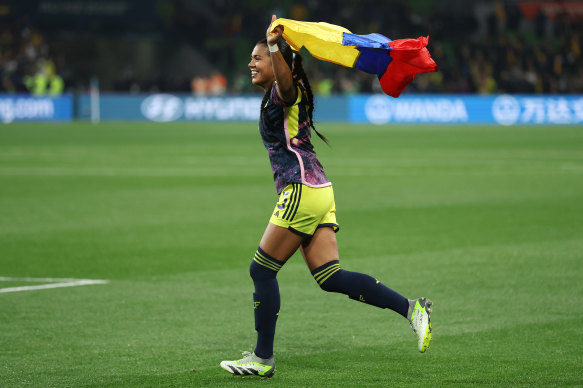 Colombia’s Daniela Arias celebrates.