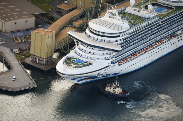 The Ruby Princess was berthed at Port Kembla last month. 