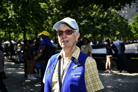 Susan Eisenberg was working as a nurse in New York City on September 11, 2001. Now she volunteers as a guide at the memorial. 