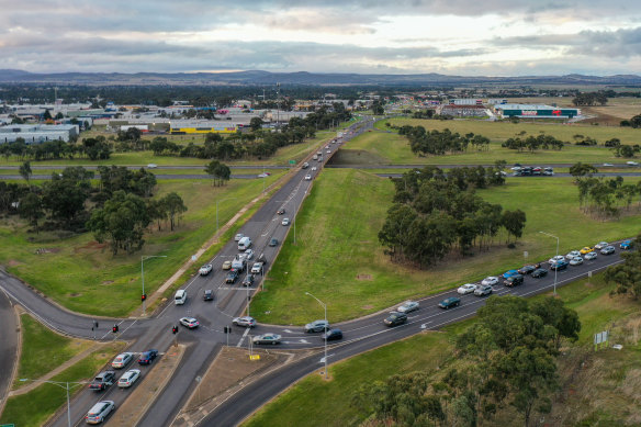 The Melton exit where Thornhill Park residents turn around the go back towards the city.