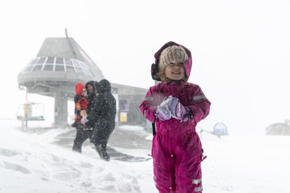 Goldie Adams, 3, at Thredbo.