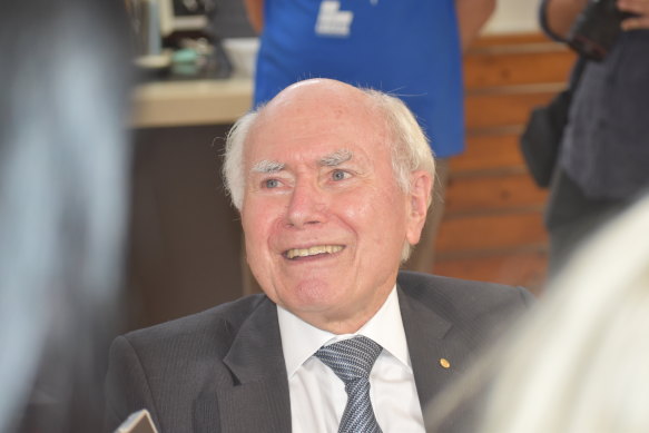 John Howard was in Perth to support Liberal candidates on day one of the election campaign.