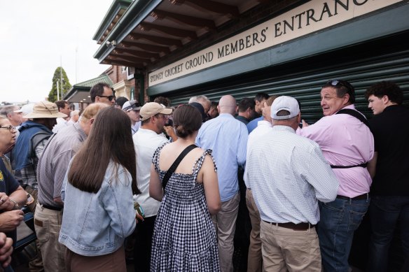 Queues to enter the Sydney Cricket Ground members’ pavilion in 2022.