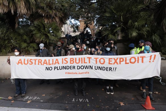 Blockade Australia climate change protestors in Hyde Park this week. 