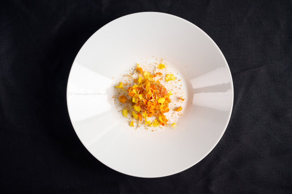 Martin Benn’s dish using pumpkin, smoked salmon roe and marigolds was inspired by Yayoi Kusama’s playful art forms.