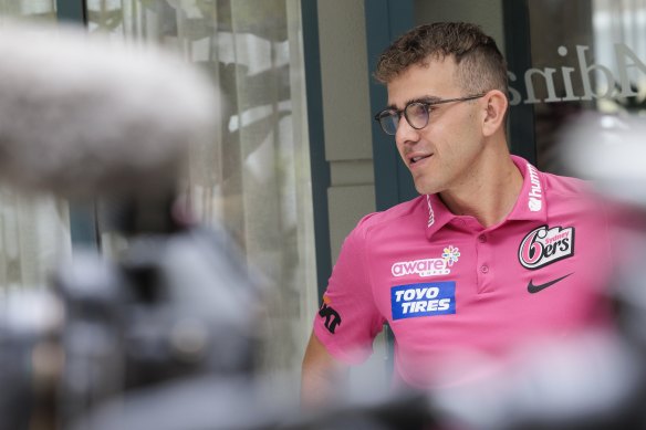 Todd Murphy chats to the media in Coogee on Wednesday.