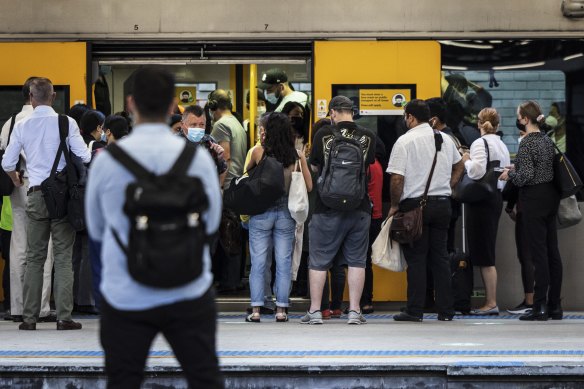 Commuters at Central Station on Tuesday morning.