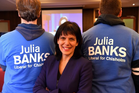 Julia Banks after her upset win in the 2016 federal election.