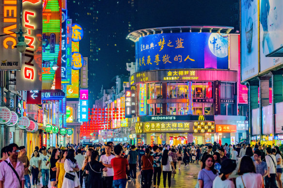 Guangzhou’s Shangxiajiu street is a pedestrian-friendly shopping thoroughfare.