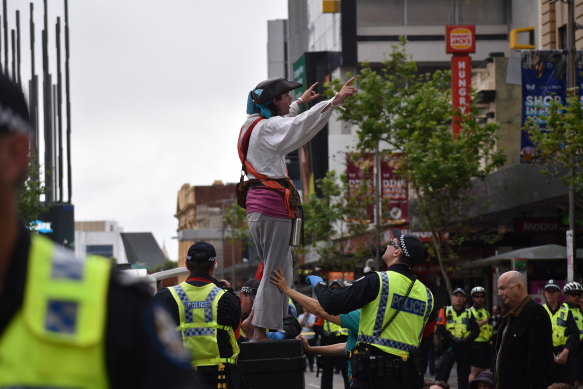 Extinction Rebellion protesters shut down the Hay St intersection in the Perth CBD last year. New research shows environmental activism is having an impact in boardrooms.