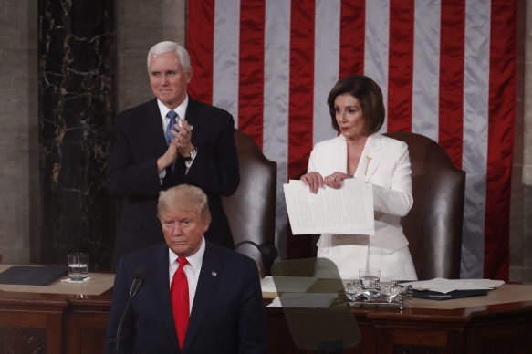 Then Speaker Nancy Pelosi rips up Donald Trump’s 2020 State of the Union speech.