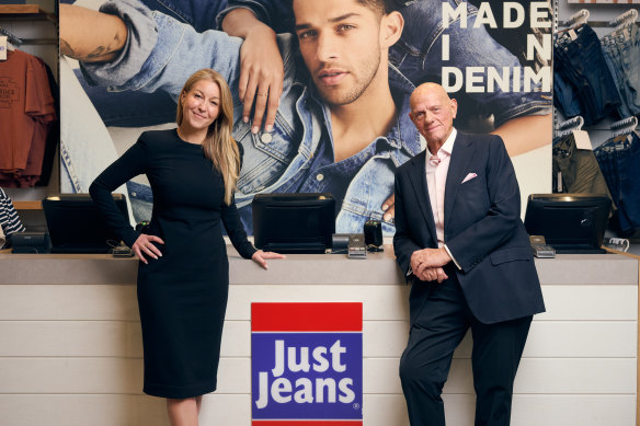 Olivia Wirth, executive chairwoman of Myer, with Solomon Lew who offloaded his apparel brands business and will take a board seat at the department store chain.