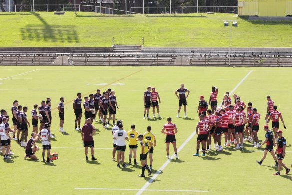 The Sea Eagles and Dragons met in a scrimmage at 4 Pines Park on Friday morning.