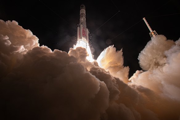 A United Launch Alliance Vulcan rocket lifts off at Cape Canaveral on the first US national security mission in August 2025.