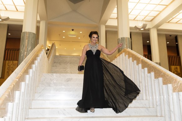 Tasmanian senator Jacqui Lambie glammed up for the Mid-Winter Ball.