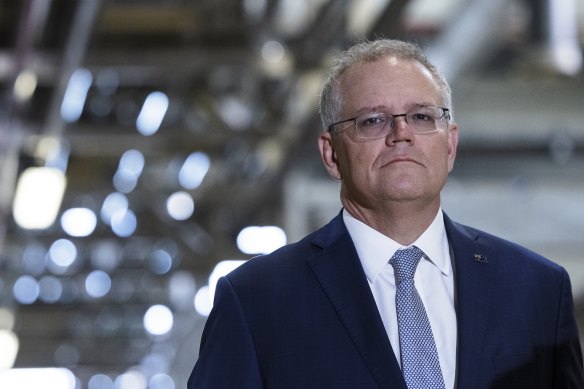 Prime Minister Scott Morrison speaks to the media at the Tooheys Brewery in western Sydney on Thursday.