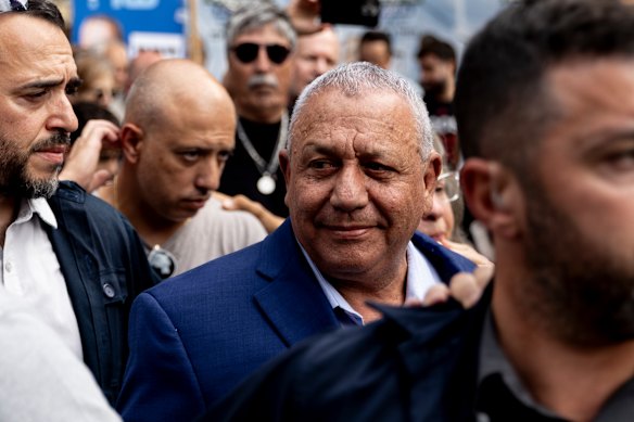 Gadi Eisenkot, centre, after casting his vote.
