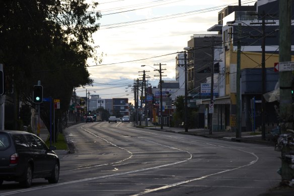 Quiet roads in Belmore as COVID-19 cases spill into the area.