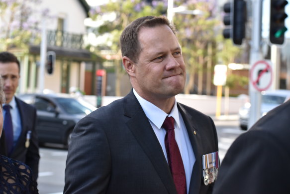 Detective Senior Sergeant Cameron Blaine at an event where he was formally recognised for his part in the rescue of Cleo Smith. 