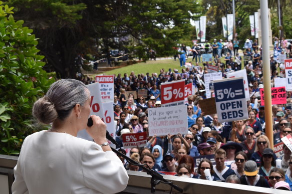 ANF WA secretary Janet Reah at the nurses rally in November.