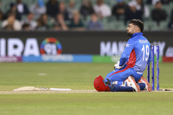 Rashid Khan during Afghanistan’s Twenty20 World Cup match against Australia this summer.