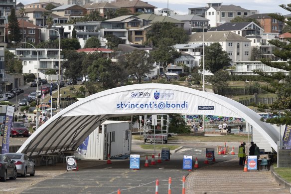 A COVID-19 testing clinic at Bondi Beach.