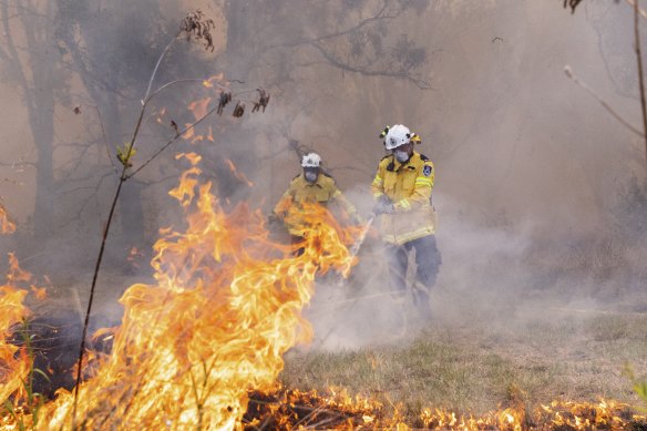 RFS officers conduct a controlled burn.