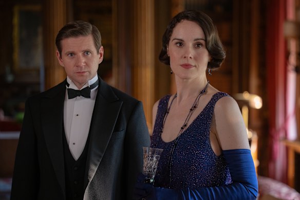 Allen Leech as Tom Branson and Michelle Dockery as Lady Mary in Downton Abbey: The Grand Finale.