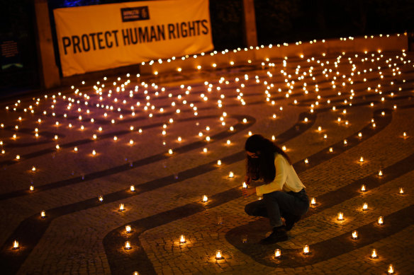 An Amnesty International vigil for human rights in India. 