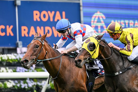 Stand My Ground, left, wins the Four Pillars Midway.