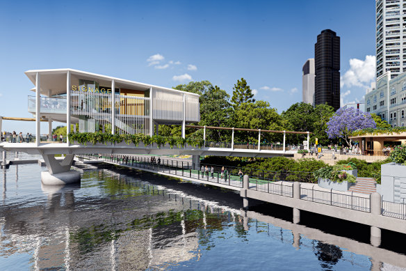 Render of Stilts on the Kangaroo Point Bridge, which will open later this month.
