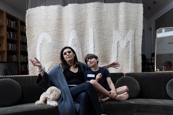 Gene Sherman with her grandson Cy at the SCCI Pavilion Centennial Park.