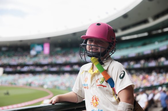 The next Steve Smith? Oliver Morrison dressed for the occasion at the SCG on Wednesday.