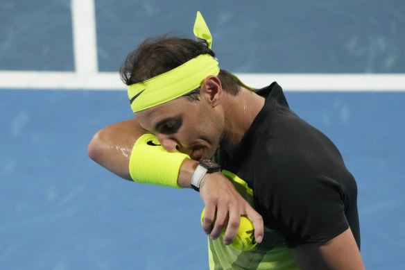 Rafael Nadal feels the pressure against Alex de Minaur.