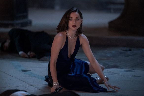 Paloma (Ana de Armas) dispatches several villains without losing control of the evening dress she’s barely wearing.