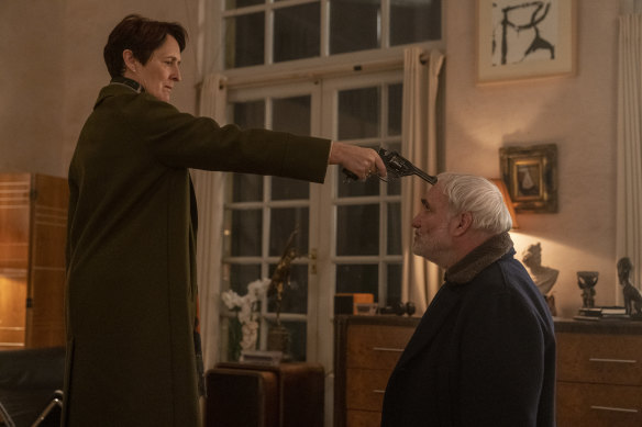 Season three ended with Konstantin (Kim Bodnia) narrowly escaping a bullet from Carolyn (Fiona Shaw). Her MI6 colleague Paul (Steve Pemberton) was less fortunate.